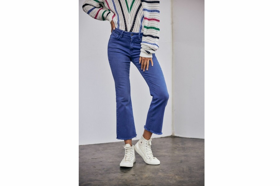 High Waist | Freeman T Porter Norma California Bootcut Cropped Pants Woman, Mazarine Blue