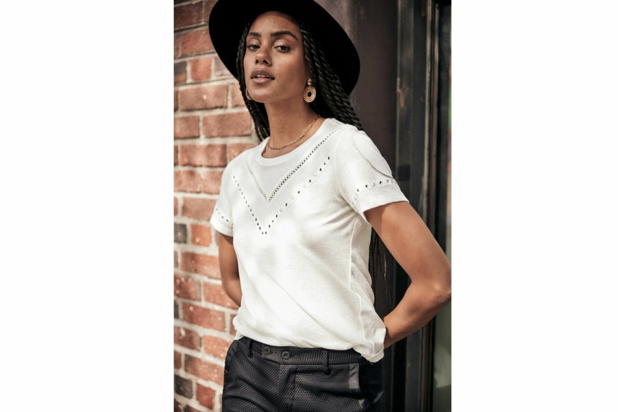 T-Shirts | Freeman T Porter Teddie Studded T-Shirt Woman, White