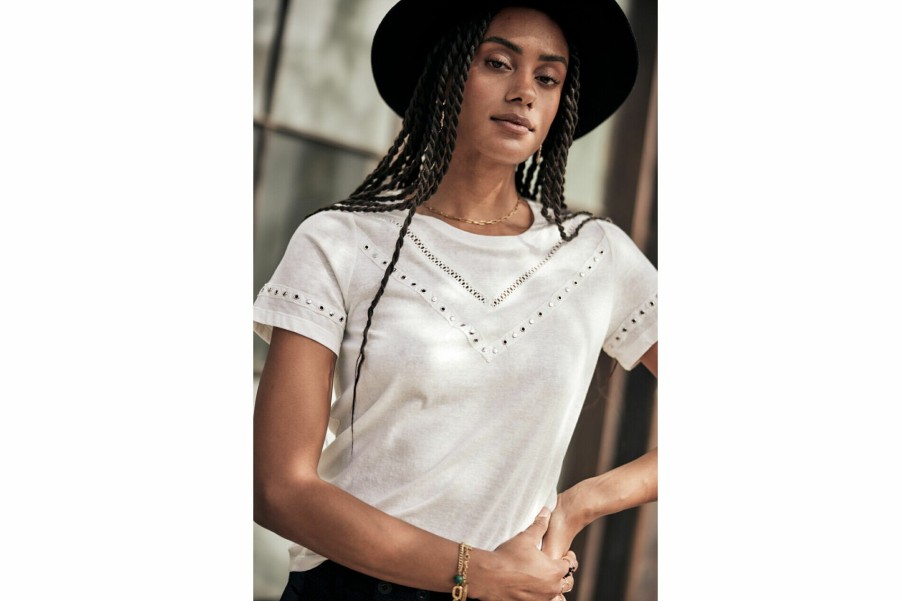 T-Shirts | Freeman T Porter Teddie Studded T-Shirt Woman, White