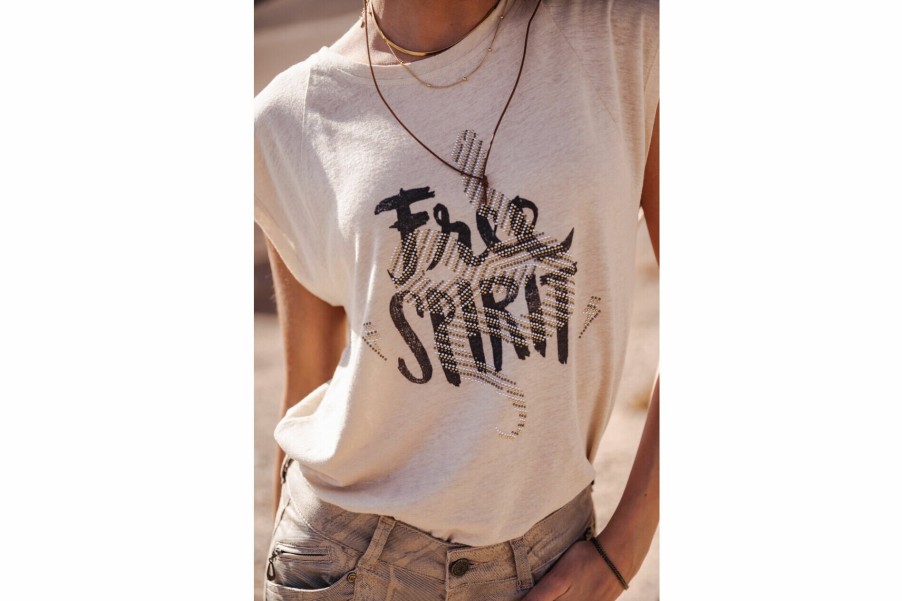 T-Shirts | Freeman T Porter Tobine Free Spirit Printed T-Shirt Woman, Fog